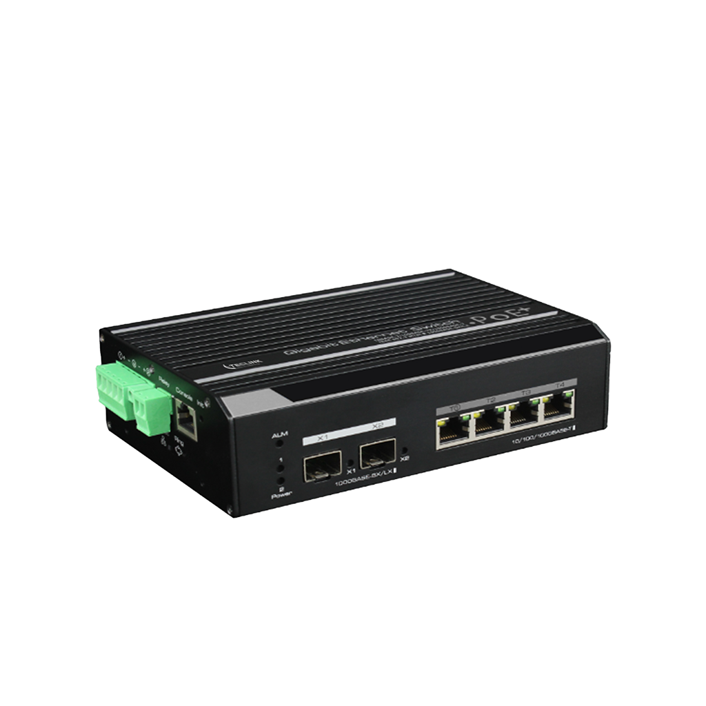 Industrial 4-Port Gigabit PoE+ 2-Port Gigabit SFP L2 Managed Ethernet Switch  (DC 48V-57V) (without power adaptor)