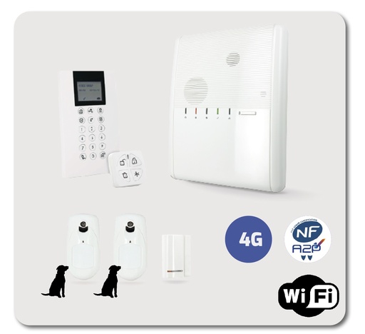 [AG-KITV5/WIF4G/2PC] Kit AGILITY-WIFI4G - clavier Panda - 1 Contact magnétique- 1 PIRCAM