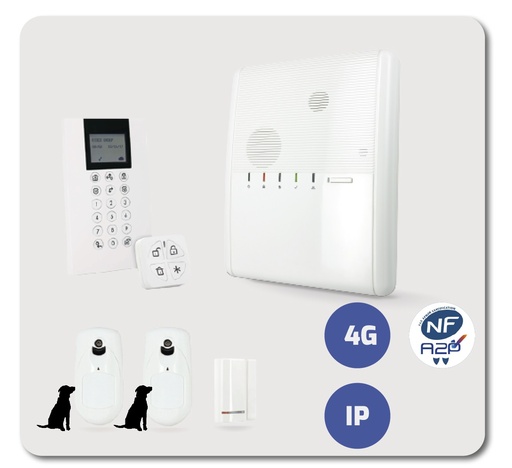 [AG-KITV5/IP4G/2PC] Kit AGILITY-IP4G - clavier Panda - 1 Contact magnétique- 1 PIRCAM